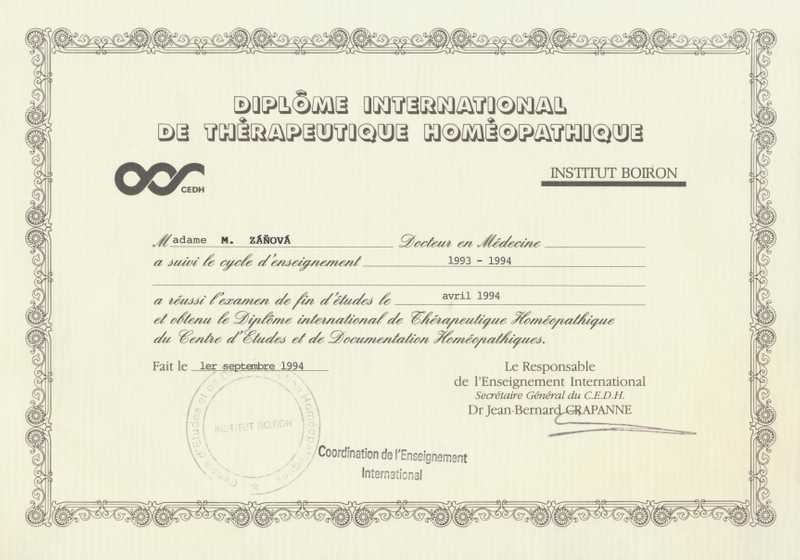 Medzinárodne unzávaný diplom z Boironu